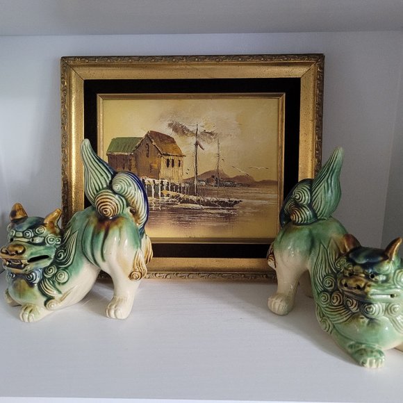 Vintage Mid-Century Original Framed Painting - Boat and water scene - Picture 15 of 16